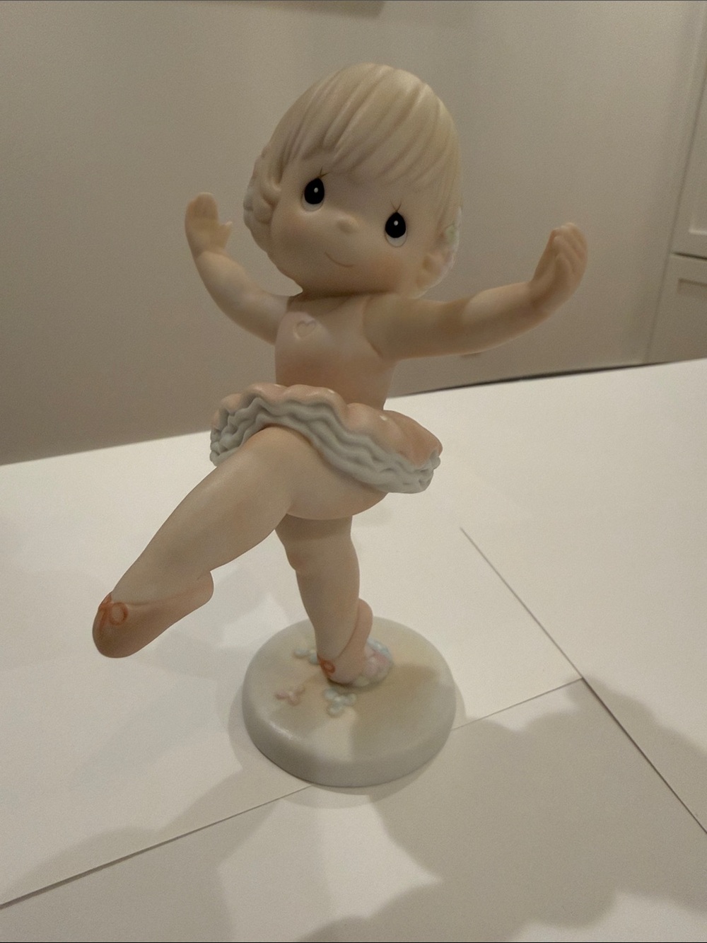 Precious Moments Cream Ballerina Figurine with Pink Accents